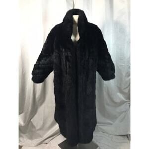 Vintage Black Fur Reversible Full Length Coat Sz M-L